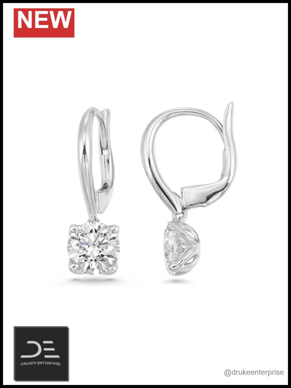 14K White Gold Lab Grown Diamond Dangle Drop Earrings 0.66 CTW